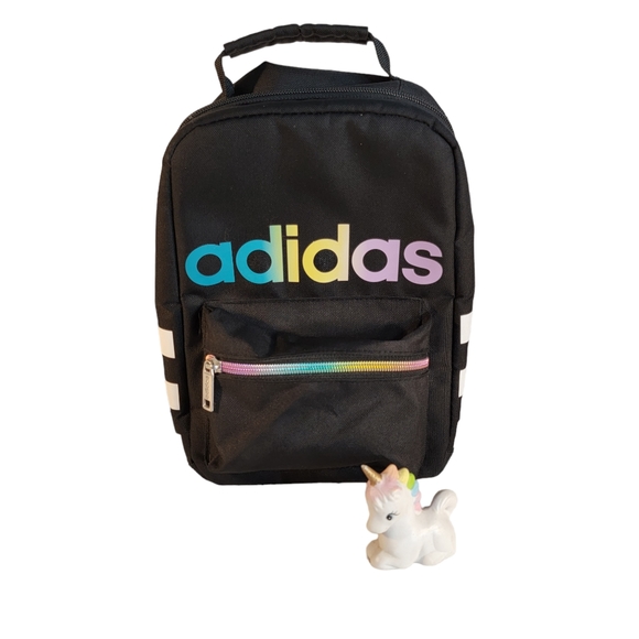 Adidas Metalic Shimmer Rainbow Soft Cooler Lunch Box Bag Bonus Vintage Unicorn - Picture 1 of 15
